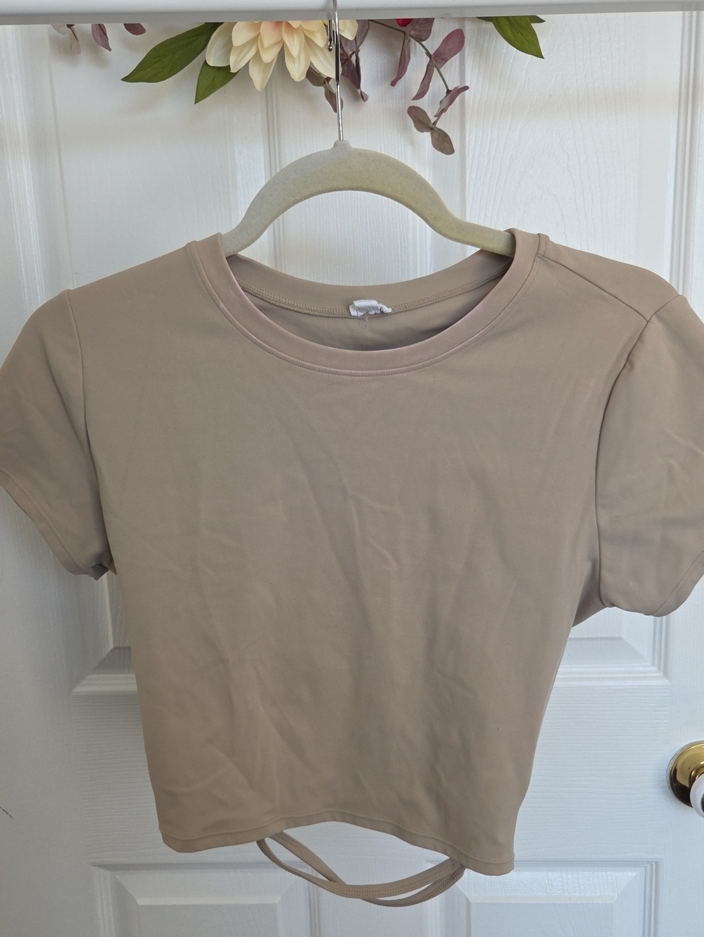 Garage Women's Crop Tee in Taupe Beige